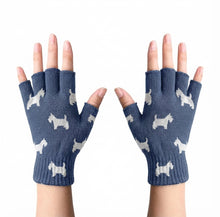 Load image into Gallery viewer, I Love Westies Touch Screen Gloves-Accessories-Accessories,Dog Dad Gifts,Dog Mom Gifts,Gloves,West Highland Terrier-Navy-Fingerless Gloves-4