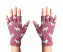 Load image into Gallery viewer, I Love Westies Touch Screen Gloves-Accessories-Accessories,Dog Dad Gifts,Dog Mom Gifts,Gloves,West Highland Terrier-Rose gold-Fingerless Gloves-1