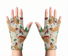 Load image into Gallery viewer, I Love Yellow Labradors and Christmas Touch Screen Gloves-Accessories-Accessories,Christmas,Dog Dad Gifts,Dog Mom Gifts,Gloves,Labrador-White-Fingerless Gloves-1