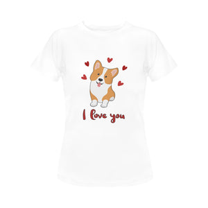 I Love You Corgi Women's Cotton T-Shirts-Apparel-Apparel, Corgi, Shirt, T Shirt-14