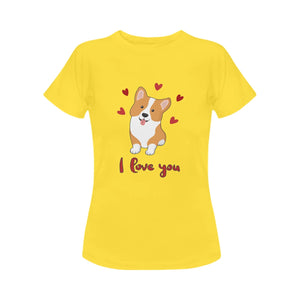 I Love You Corgi Women's Cotton T-Shirts-Apparel-Apparel, Corgi, Shirt, T Shirt-15