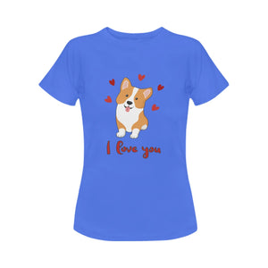 I Love You Corgi Women's Cotton T-Shirts-Apparel-Apparel, Corgi, Shirt, T Shirt-16