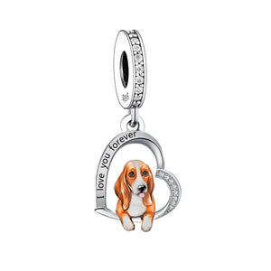 I Love You Forever Basset Hound Silver Charm Pendant-Dog Themed Jewellery-Basset Hound, Jewellery, Pendant-2