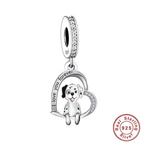I Love You Forever Dalmatian Silver Charm Pendant-Dog Themed Jewellery-Dalmatian, Jewellery, Pendant-2