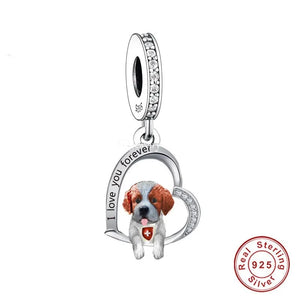 I Love You Forever Saint Bernard Silver Charm Pendant-Dog Themed Jewellery-Jewellery, Pendant, Saint Bernard-2