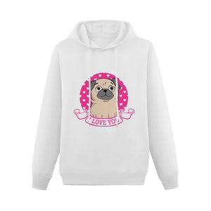 I Love You Pug Women's Cotton Fleece Pug Hoodie Sweatshirt-Apparel-Apparel, Hoodie, Pug, Sweatshirt-White-XS-4
