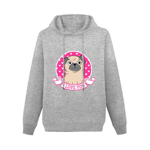 I Love You Pug Women's Cotton Fleece Pug Hoodie Sweatshirt-Apparel-Apparel, Hoodie, Pug, Sweatshirt-Gray-XS-2