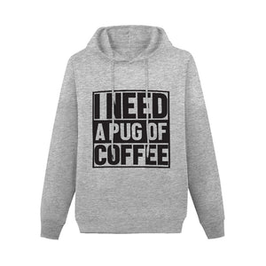 I Need a Pug of Coffee Women's Cotton Fleece Hoodie Sweatshirt-Apparel-Apparel, Hoodie, Pug, Sweatshirt-Gray-XS-6