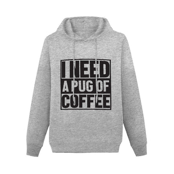 I Need a Pug of Coffee Women's Cotton Fleece Hoodie Sweatshirt-Apparel-Apparel, Hoodie, Pug, Sweatshirt-Gray-XS-6