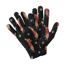 Load image into Gallery viewer, Ice Skating Red Dachshund Love Touch Screen Gloves-Accessories-Accessories, Dachshund, Dog Dad Gifts, Dog Mom Gifts, Gloves-Black-5