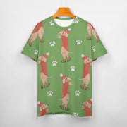 Ice Skating Red Dachshunds Love All Over Print Women's Cotton T-Shirt - 4 Colors-Apparel-Apparel, Dachshund, Shirt, T Shirt-10