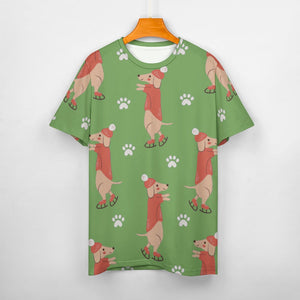 Ice Skating Red Dachshunds Love All Over Print Women's Cotton T-Shirt - 4 Colors-Apparel-Apparel, Dachshund, Shirt, T Shirt-10