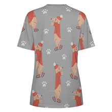 Load image into Gallery viewer, Ice Skating Red Dachshunds Love All Over Print Women&#39;s Cotton T-Shirt - 4 Colors-Apparel-Apparel, Dachshund, Shirt, T Shirt-15