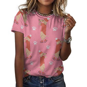 Ice Skating Red Dachshunds Love All Over Print Women's Cotton T-Shirt - 4 Colors-Apparel-Apparel, Dachshund, Shirt, T Shirt-18