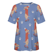 Ice Skating Red Dachshunds Love All Over Print Women's Cotton T-Shirt - 4 Colors-Apparel-Apparel, Dachshund, Shirt, T Shirt-6