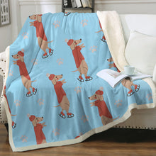 Load image into Gallery viewer, Ice Skating Red Dachshunds Love Soft Warm Fleece Blanket - 4 Colors-Blanket-Blankets, Dachshund, Home Decor-13