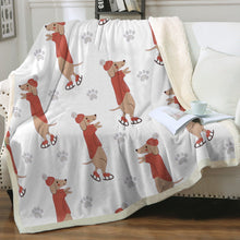 Load image into Gallery viewer, Ice Skating Red Dachshunds Love Soft Warm Fleece Blanket - 4 Colors-Blanket-Blankets, Dachshund, Home Decor-14