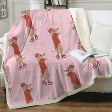 Load image into Gallery viewer, Ice Skating Red Dachshunds Love Soft Warm Fleece Blanket - 4 Colors-Blanket-Blankets, Dachshund, Home Decor-15
