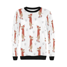 Load image into Gallery viewer, Ice Skating Red Dachshunds Love Women&#39;s Sweatshirt-Apparel-Apparel, Dachshund, Sweatshirt-10