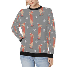 Load image into Gallery viewer, Ice Skating Red Dachshunds Love Women&#39;s Sweatshirt-Apparel-Apparel, Dachshund, Sweatshirt-Gray-XS-12