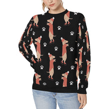Load image into Gallery viewer, Ice Skating Red Dachshunds Love Women&#39;s Sweatshirt-Apparel-Apparel, Dachshund, Sweatshirt-Black-XS-14