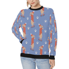 Load image into Gallery viewer, Ice Skating Red Dachshunds Love Women&#39;s Sweatshirt-Apparel-Apparel, Dachshund, Sweatshirt-CornflowerBlue-XS-6