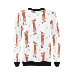 Ice Skating Red Dachshunds Love Women's Sweatshirt-Apparel-Apparel, Dachshund, Sweatshirt-7