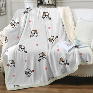 Infinite American Bully Love Soft Warm Fleece Blankets - 4 Colors-Blanket-American Bully, Blankets, Home Decor-Ivory-Small-1