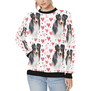 Infinite Australian Shepherd Love Women's Sweatshirt-Apparel-Apparel, Australian Shepherd, Shirt, Sweatshirt-White-S-1