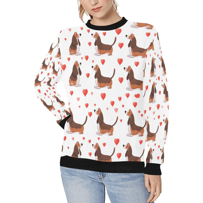Infinite Basset Hound Love Women's Sweatshirt-Apparel-Apparel, Basset Hound, Shirt, Sweatshirt-White-S-1