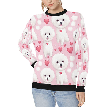 Infinite Bichon Frise Love Women's Sweatshirt-Apparel-Apparel, Bichon Frise, Shirt, Sweatshirt-White-S-1