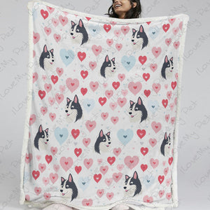 Infinite Black and White Husky Love Soft Warm Fleece Blanket-Blanket-Blankets, Home Decor, Siberian Husky-13