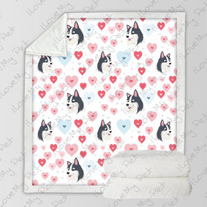 Infinite Black and White Husky Love Soft Warm Fleece Blanket-Blanket-Blankets, Home Decor, Siberian Husky-3