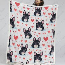 Load image into Gallery viewer, Infinite Black French Bulldog Love Soft Warm Fleece Blanket-Blanket-Blankets, French Bulldog, Home Decor-13