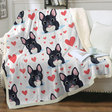 Load image into Gallery viewer, Infinite Black French Bulldog Love Soft Warm Fleece Blanket-Blanket-Blankets, French Bulldog, Home Decor-14