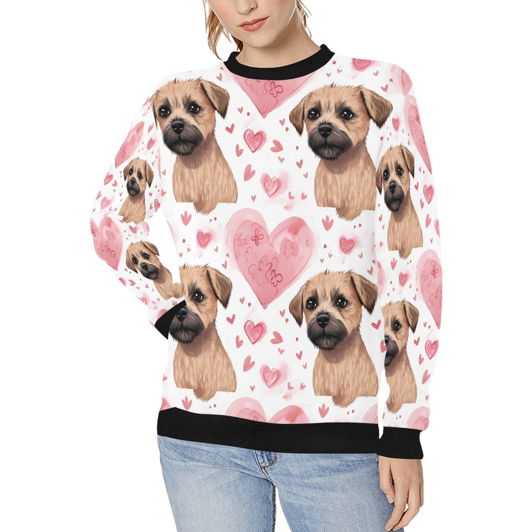 Infinite Border Terrier Love Women's Sweatshirt-Apparel-Apparel, Border Terrier, Shirt, Sweatshirt-White-S-1