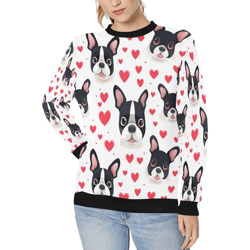 Infinite Boston Terrier Love Women's Sweatshirt-Apparel-Apparel, Boston Terrier, Shirt, Sweatshirt-White-S-1