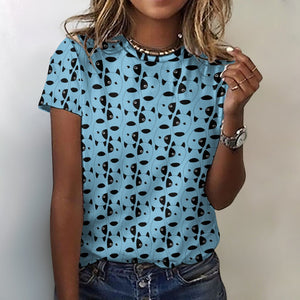 Infinite Bull Terrier Love All Over Print Women's Cotton T-Shirt - 4 Colors-Apparel-Apparel, Bull Terrier, Shirt, T Shirt-2XS-SkyBlue-12