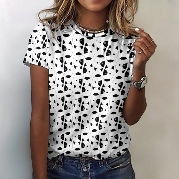Infinite Bull Terrier Love All Over Print Women's Cotton T-Shirt - 4 Colors-Apparel-Apparel, Bull Terrier, Shirt, T Shirt-2XS-White-1