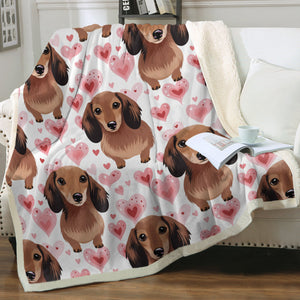 Infinite Chocolate Dachshunds Love Soft Warm Fleece Blanket-Blanket-Blankets, Dachshund, Home Decor-14