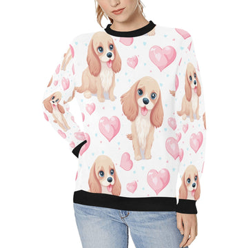 Infinite Cocker Spaniel Love Women's Sweatshirt-Apparel-Apparel, Cocker Spaniel, Shirt, Sweatshirt-White-S-1
