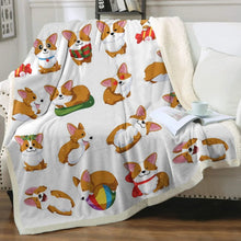 Load image into Gallery viewer, Infinite Corgi Love Soft Warm Fleece Blankets - 3 Designs-Blanket-Blankets, Corgi, Dogs, Home Decor-White-Small-3