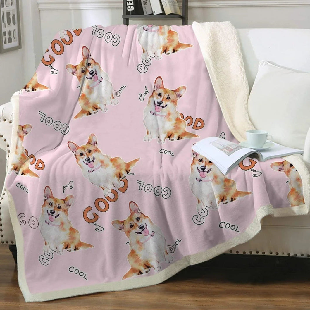 Infinite Corgi Love Soft Warm Fleece Blankets - 3 Designs-Blanket-Blankets, Corgi, Dogs, Home Decor-Pink-Small-1