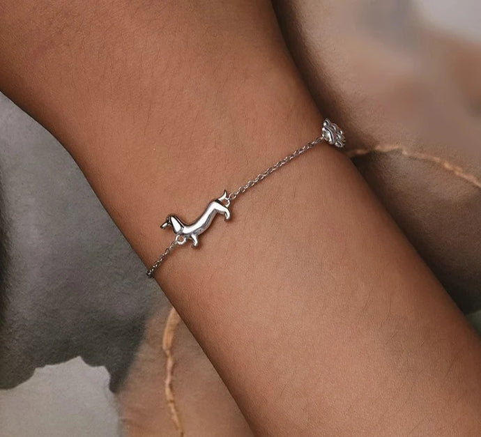 Infinite Dachshund Love Silver Bracelet-CQB262-6