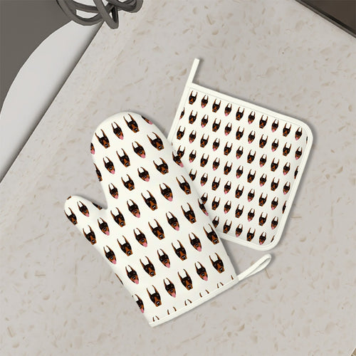 Infinite Doberman Love Oven Mitts and Pot Holder Set-Kitchen Decor-Accessories,Doberman,Dog Mom Gifts-1