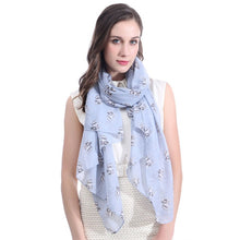 Load image into Gallery viewer, Infinite English Bulldog Love Womens Scarves-Accessories-Accessories, Dogs, English Bulldog, Scarf-Light Blue-2