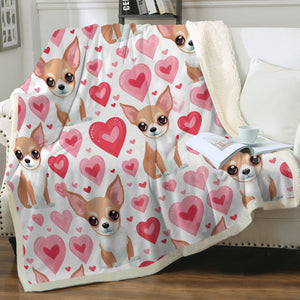 Infinite Fawn and White Chihuahua Love Soft Warm Fleece Blanket-Blanket-Blankets, Chihuahua, Home Decor-14