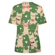 Infinite Fawn French Bulldog Love All Over Print Women's Cotton T-Shirt - 4 Colors-Apparel-Apparel, French Bulldog, Shirt, T Shirt-10