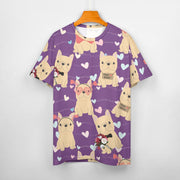 Infinite Fawn French Bulldog Love All Over Print Women's Cotton T-Shirt - 4 Colors-Apparel-Apparel, French Bulldog, Shirt, T Shirt-11