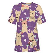 Infinite Fawn French Bulldog Love All Over Print Women's Cotton T-Shirt - 4 Colors-Apparel-Apparel, French Bulldog, Shirt, T Shirt-12